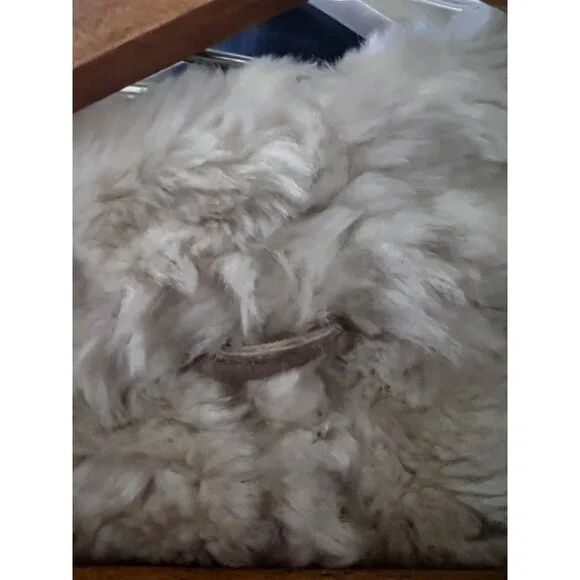 Wilsons Womens Vintage Beige Leather Suede Faux Fur Maxima Button Up Coat Jacket - Picture 8 of 11